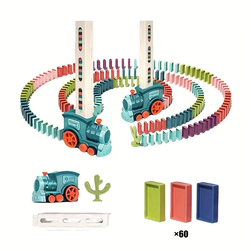 Blue Battery-Powered Electric Toy Train Set for Kids 3+ ABS Material Smooth Connectors