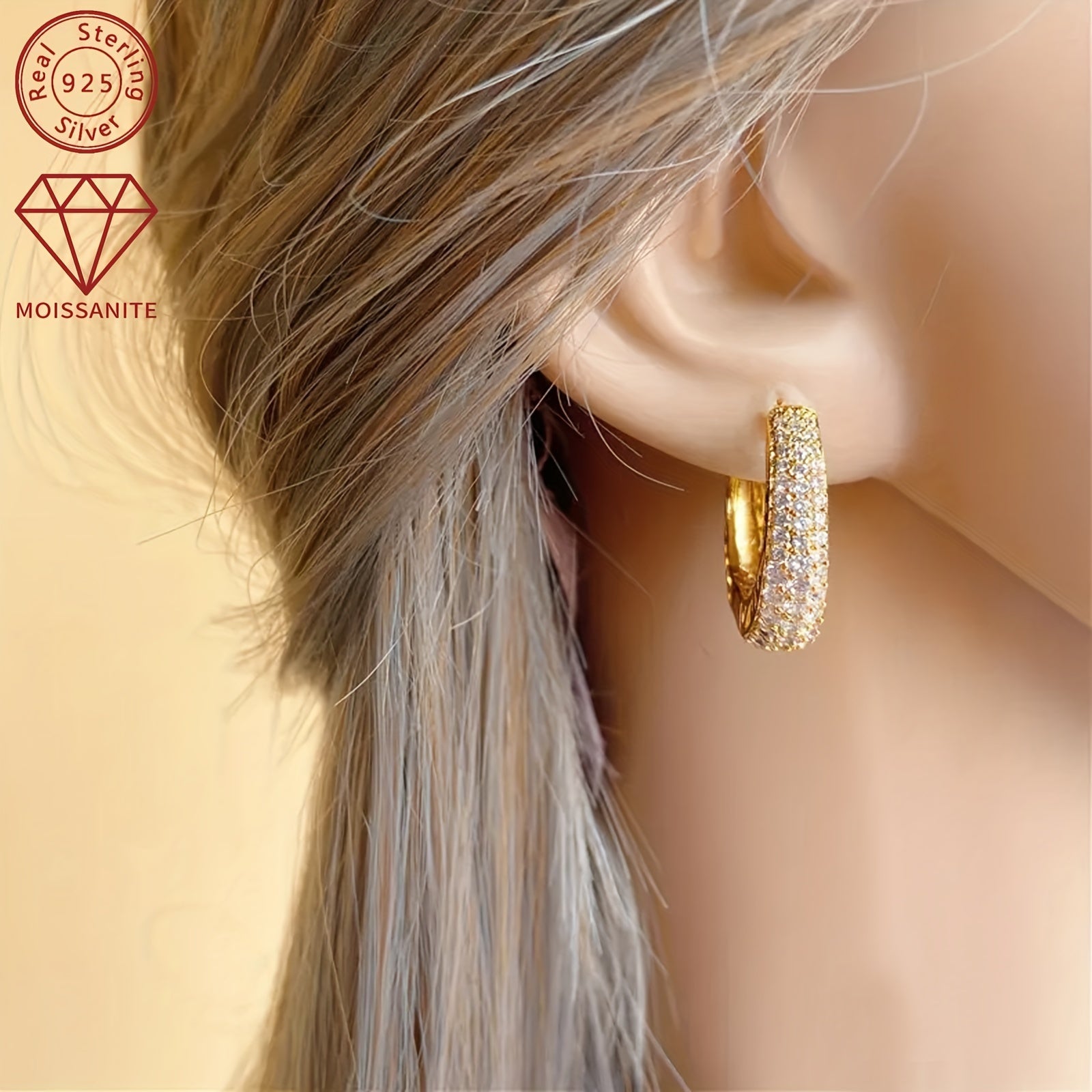 Women's Moissanite Earrings 925 Silver with 0.43ct and Patterned Stones