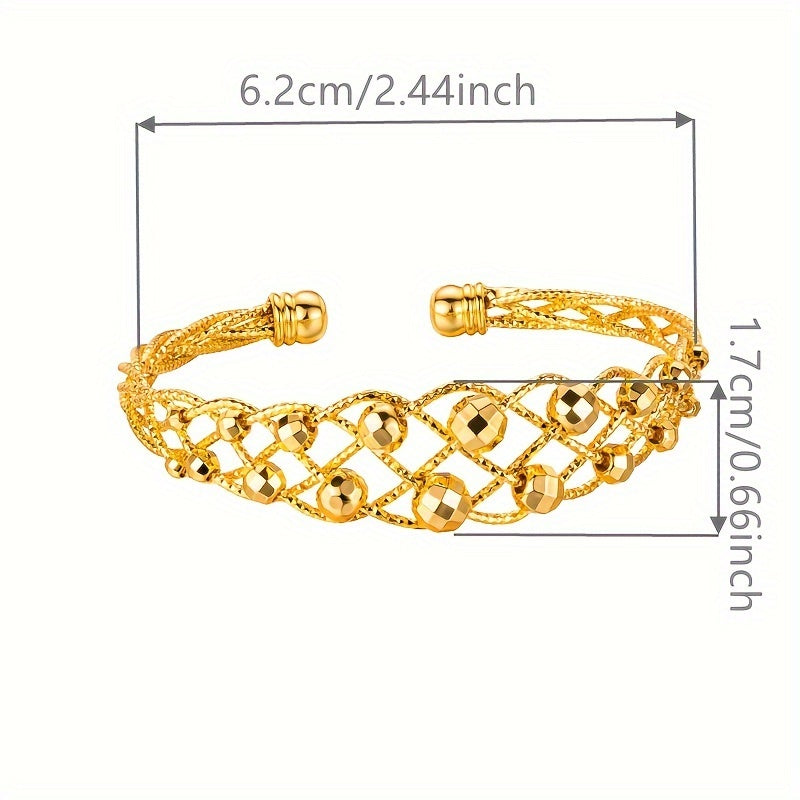 Oltin bilan qoplangan mis bilaguzuk, sozlanadigan ochiq bangil, porloq toʻqish dizayni