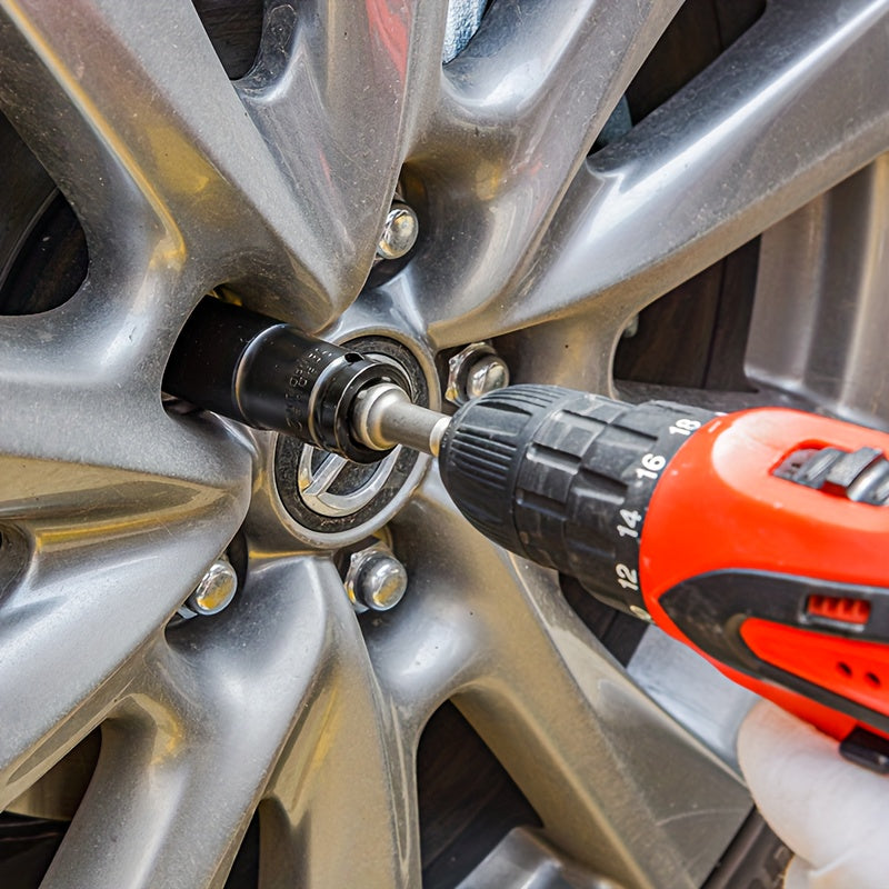 10Pcs Socket Head Set 10-24mm with Impact Wrench Adapter Heavy-Duty Carbon Steel