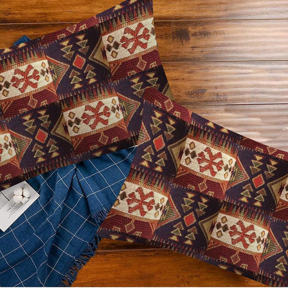 Fundas de cojín boho chic de doble cara con patchwork étnico, 30x50 cm, suave felpa