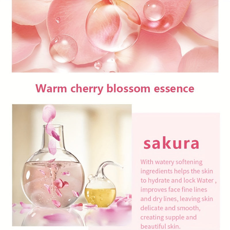 30/60g Sakura Essence Yuz Kremi, terining elastikligini oshiradi, terini mustahkamlaydi, tez so‘riladi, yog‘siz, terini namlaydi va silliqlashtiradi, barcha teri turlari uchun mos, o‘simlik Squalane ni o‘z ichiga oladi.