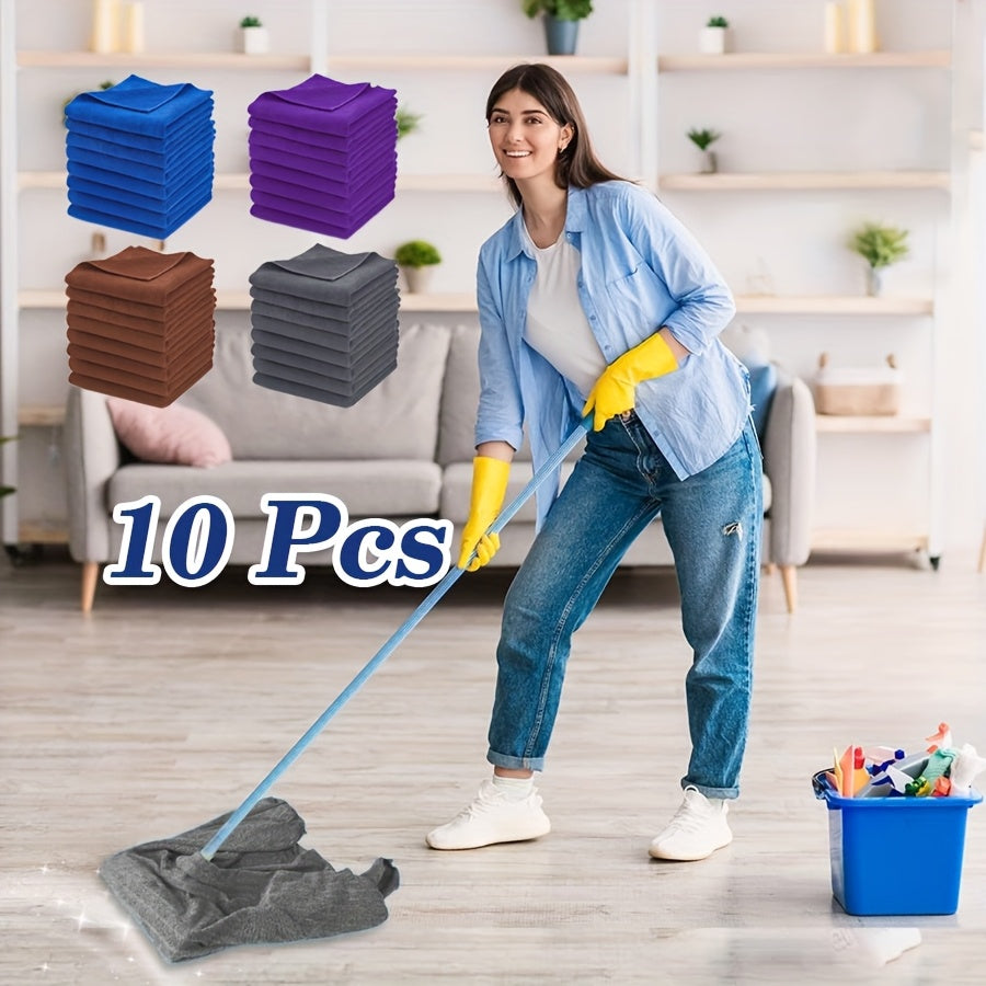 10 Microfiber Cleaning Cloths for Floors Windows Housekeeping Reusable Lint-Free