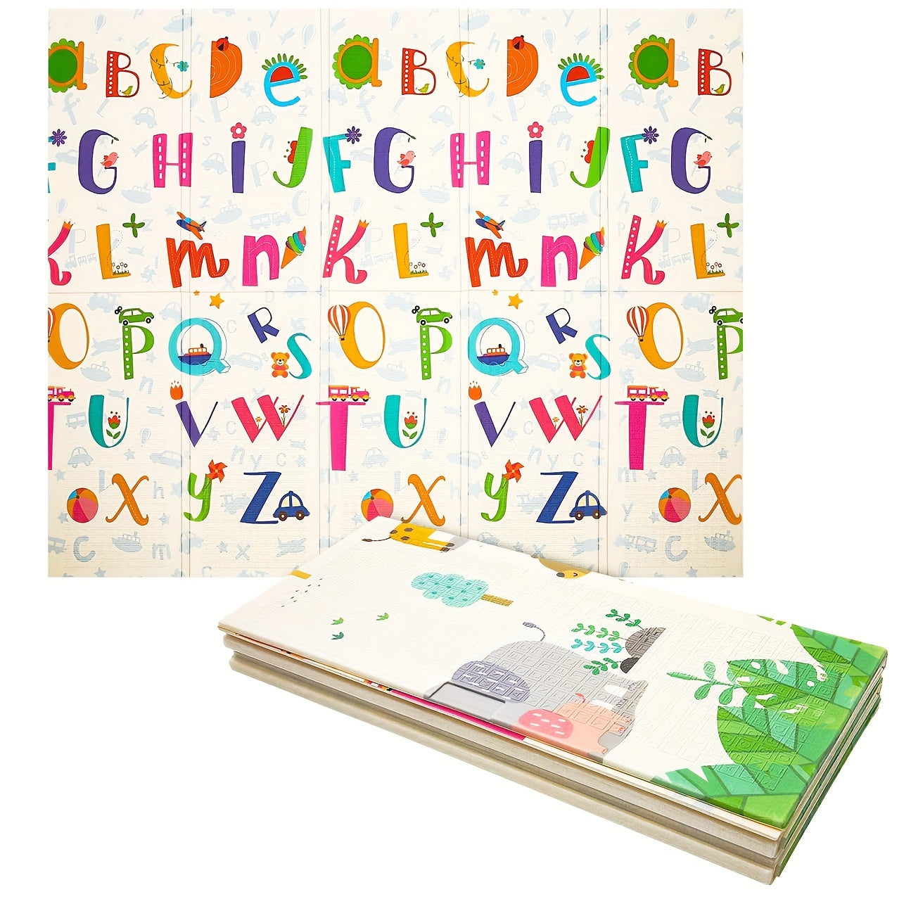 Kids' Play Mat White Foldable XPE Foam Floor Mat for Safe Learning and Play