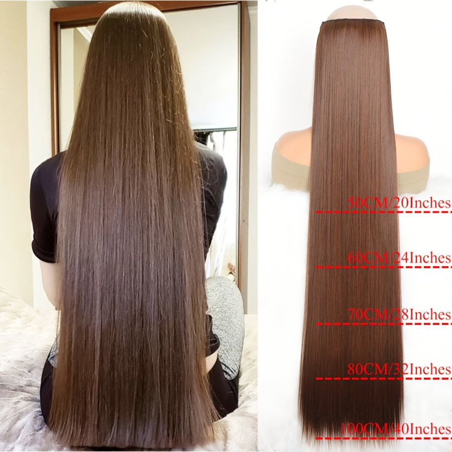Women Synthetic Hair Extensions Clip-In Long Straight Black Brown Blonde 50-100cm