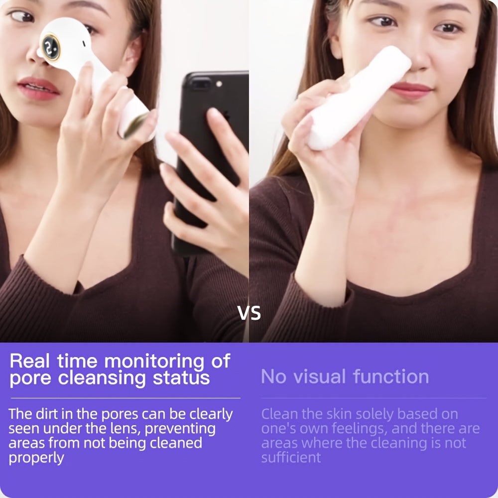 Rechargeable Handheld Beauty Device for Pore Cleansing and Live Viewing