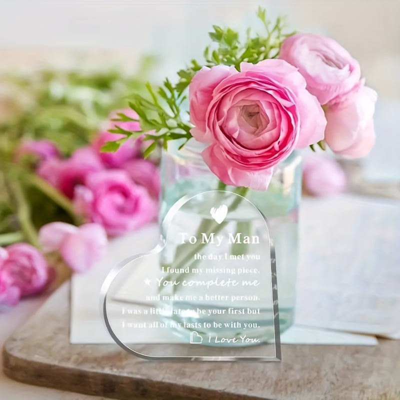 Yurak shaklidagi akril plaka: maxsus tadbirlarda er yoki o‘g‘il do‘st uchun ideal sovg‘a, noyob sevgini ifodalash. Rojdestvo yoki har qanday bayram uchun ajoyib.