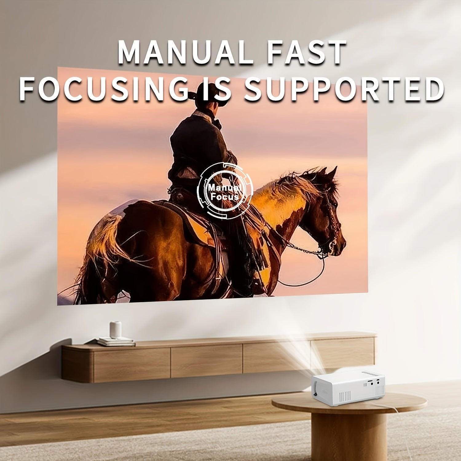 Kichik ZRZTM Mikro Proyektor, tez fokus bilan, 1080P mosligi, 320P tabiiy rezolyutsiyasi, 30000 soat xizmat muddati. Portativ va uy yotoqxonasida foydalanish uchun ideal, TV tayoqchalari bilan mos keladi.