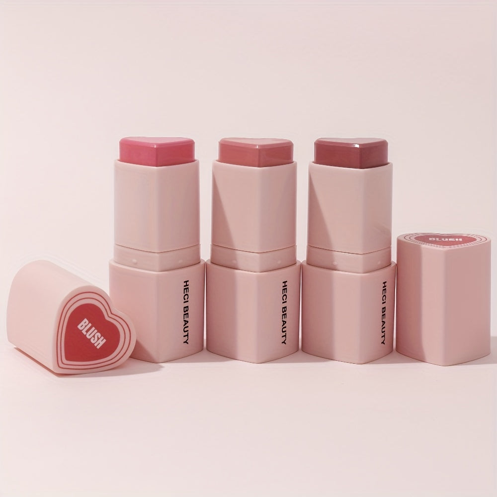 Ayollar uchun yurak shaklidagi kremli blush stick, suv o'tkazmaydigan, rangni to'g'irlash, tabiiy yakuniy