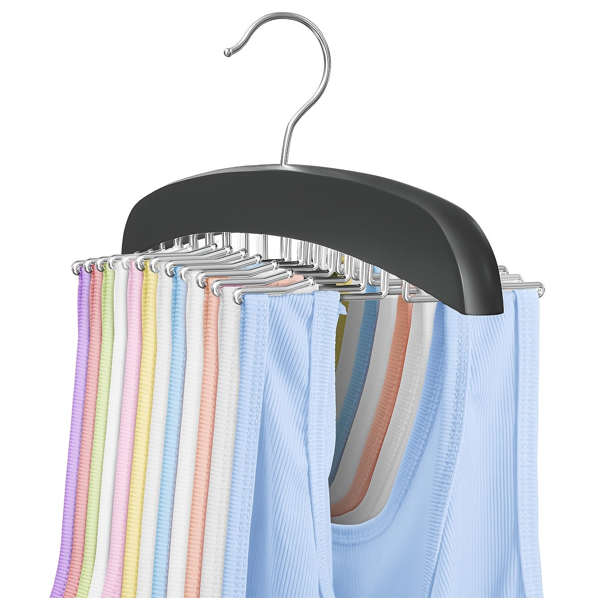 Perchas para camisetas con organizador de sujetadores, 24 ganchos para almacenamiento en armario, soporte antideslizante para corbatas