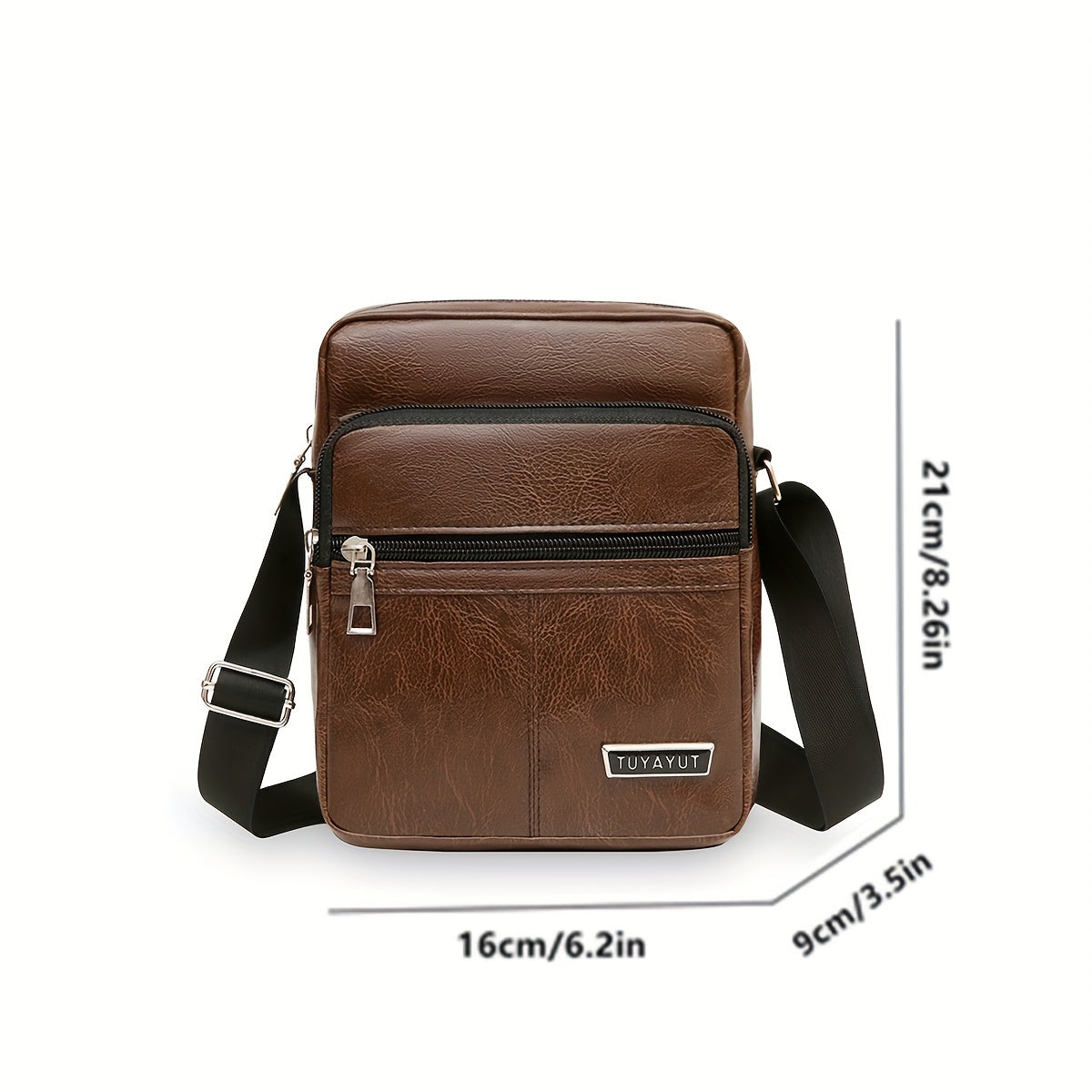 Men's Dark Brown PU Lightweight Zipper Satchel Bag for Going Out