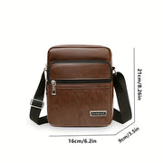 Men's Dark Brown PU Lightweight Zipper Satchel Bag for Going Out