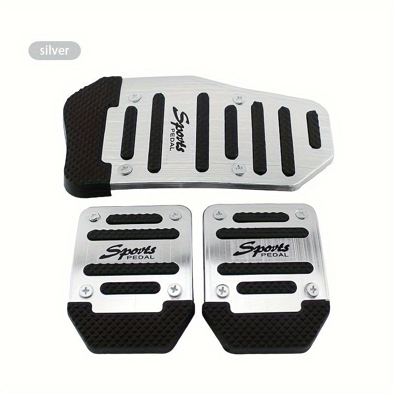Set of 3 Aluminum Alloy Car Pedal Pads Anti-Slip for Accelerator and Brake