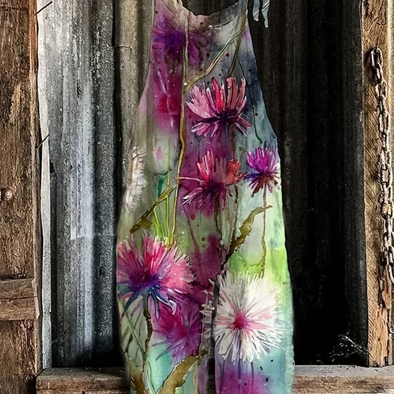 Plus Size Women's Floral Print Sleeveless Jumpsuit Elastic High Waist Casual Summer