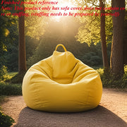 Portable Beanbag Chair for Camping and Home Decor Woven Chambray Ergonomic Space-Saving