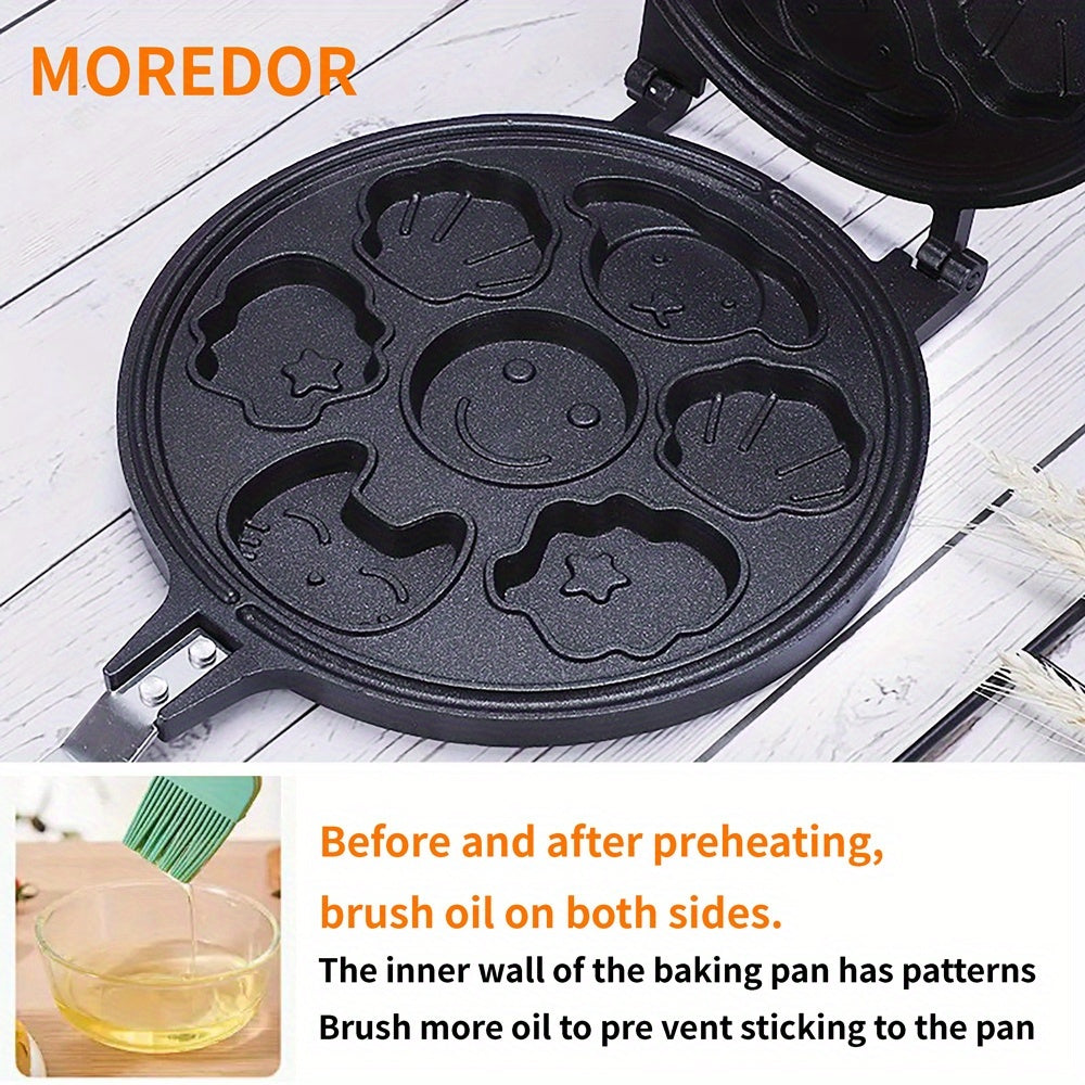 7 teshikli yopishmaydigan qovurilgan pan, pankeklar, burgerlar, pechenelar uchun ko‘p funksiyali nonushta mashinasi