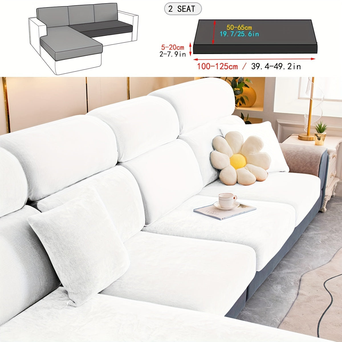 Har qanday xonada mebelni himoya qilish va bezatish uchun velur divan qoplamasi.