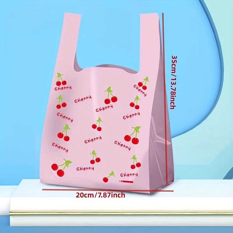 Set of 25/50 Cherry Pattern Gift Bags for Weddings Parties Jewelry Storage