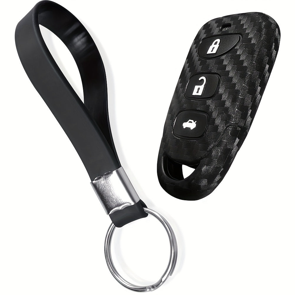 Silicone Car Remote Key Cover Carbon Fiber Style for Universal Vehicles