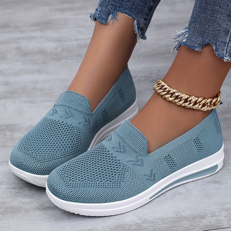 Women's Breathable Woven Sneakers Low Top Casual Shoes Solid Colors