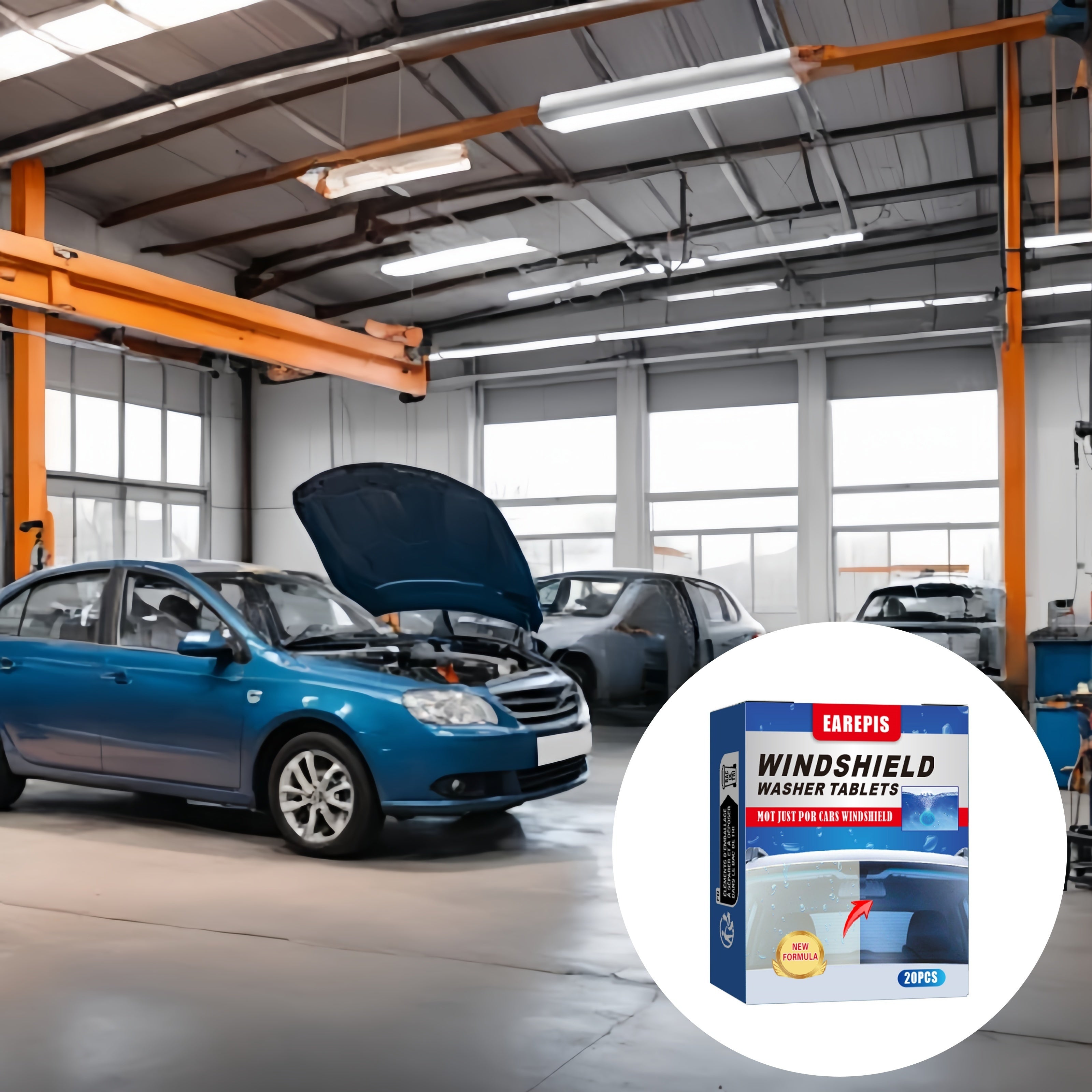 Car Glass Cleaner Tablets, Concentrated, Removes Oil and Fog, Restores Clarity