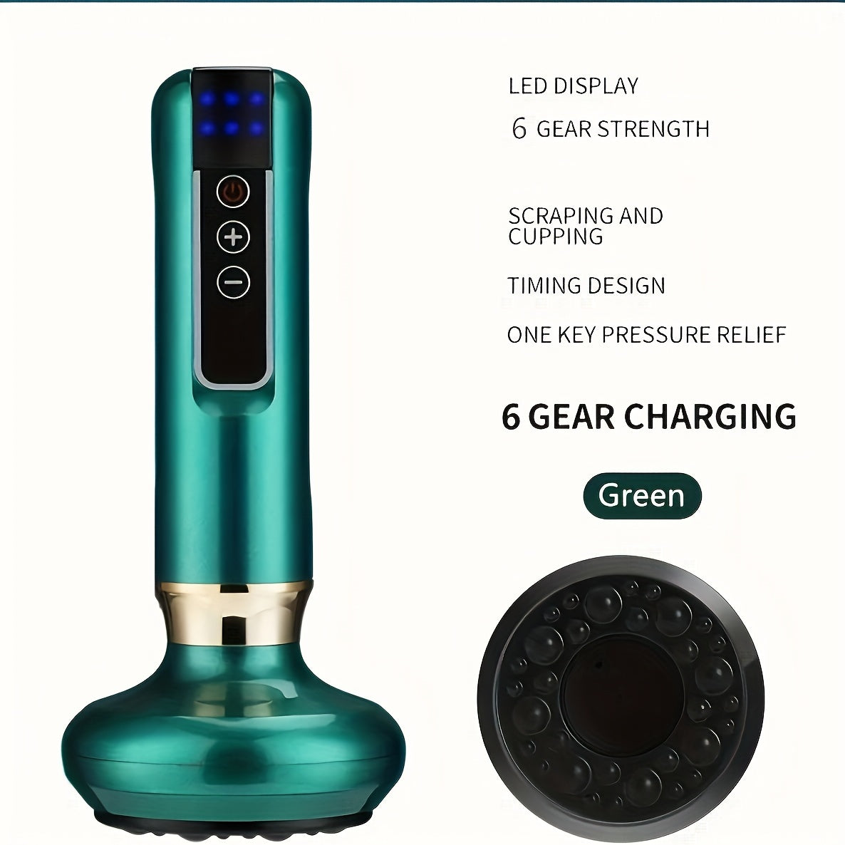 USB Rechargeable Cupping Massager with 6 Levels Body Gua Sha Scraping