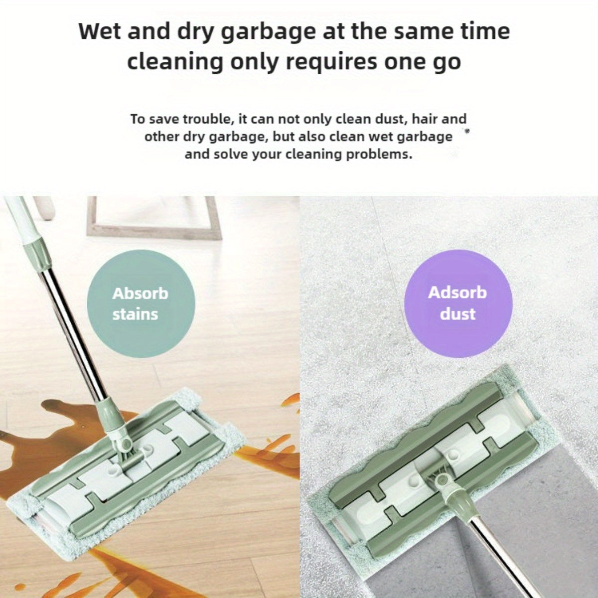 Adjustable Microfiber Flat Mop for Hardwood Tile Glass Cleaning