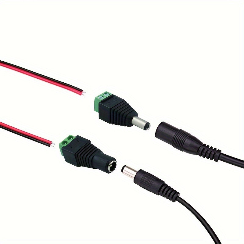 5 Pieces Male Female DC Power Connector Plug Adapter 5.5mm x 2.1mm for LED and CCTV