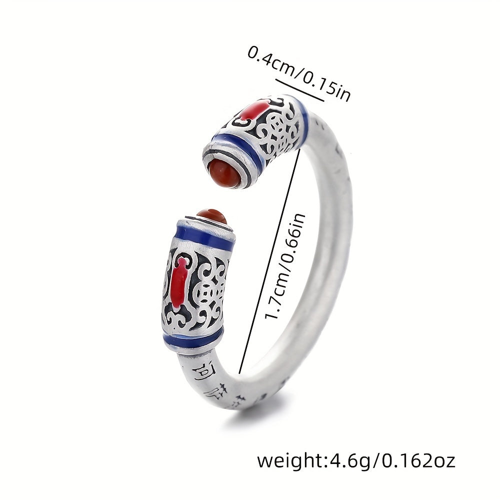 Серебряное открытое кольцо с красным агатом в форме сердца и матовой отделкой для мужчин и женщин