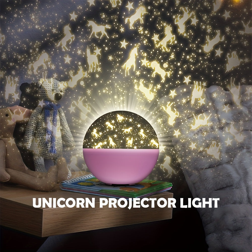 Unicorn Light Projector - Rang o'zgartiruvchi effektlari bilan batareyada ishlaydigan tun yorug'ligi; Rojdestvo, Halloween va Thanksgiving uchun mukammal sovg'a