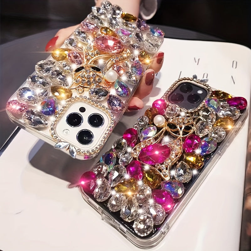 Luxury Pearl Rhinestone Fox Phone Case for iPhone 16 Promax Shockproof Acrylic