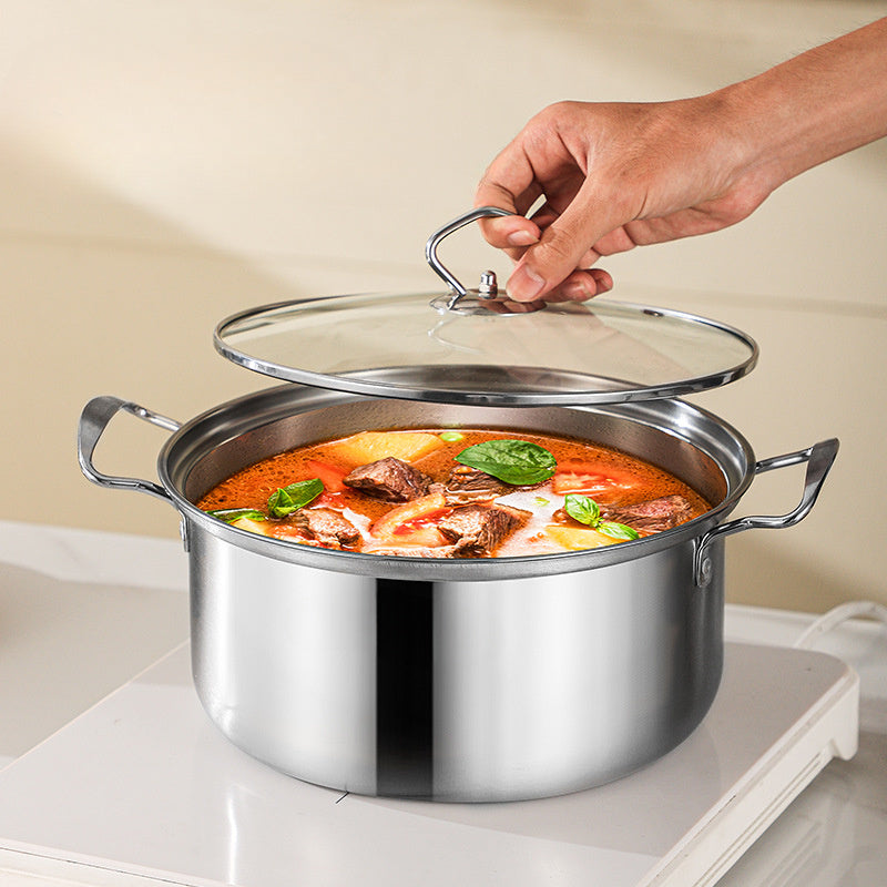 Juego de 12 ollas de acero inoxidable para cocinas de inducción y gas, utensilios de cocina duraderos