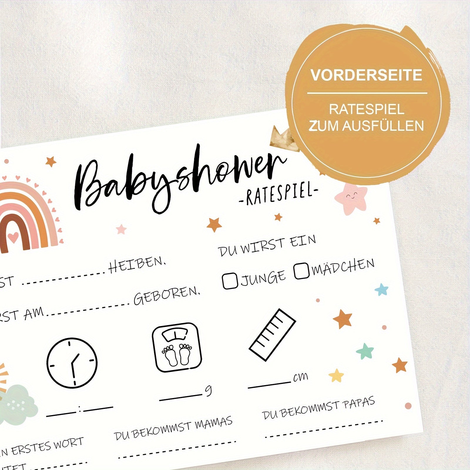 Kids Shower Quiz Game Cards for Boys and Girls Party Activity A6 Size