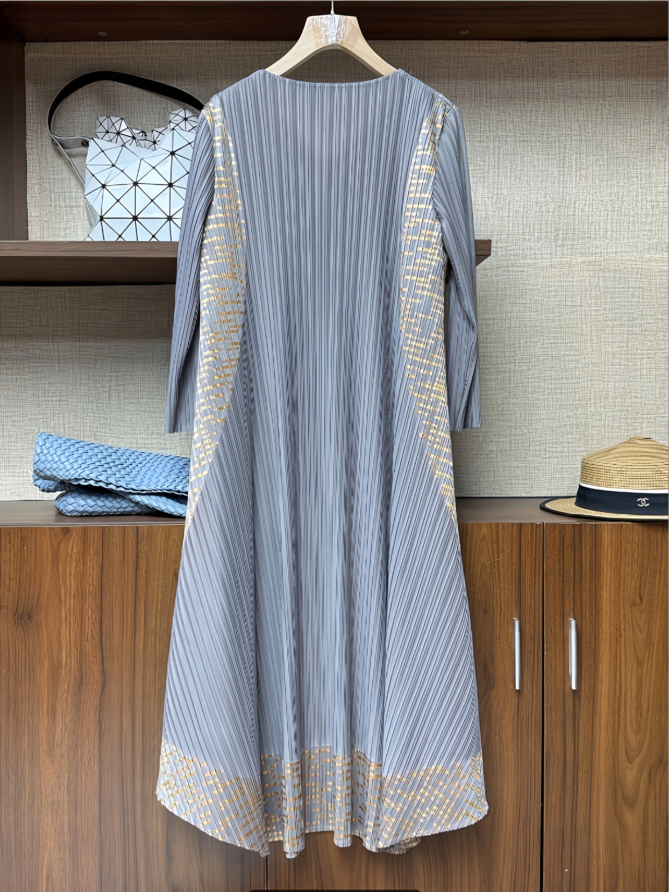 Women's Slimming Striped Polyester Skirt for Fall Winter Ramadan