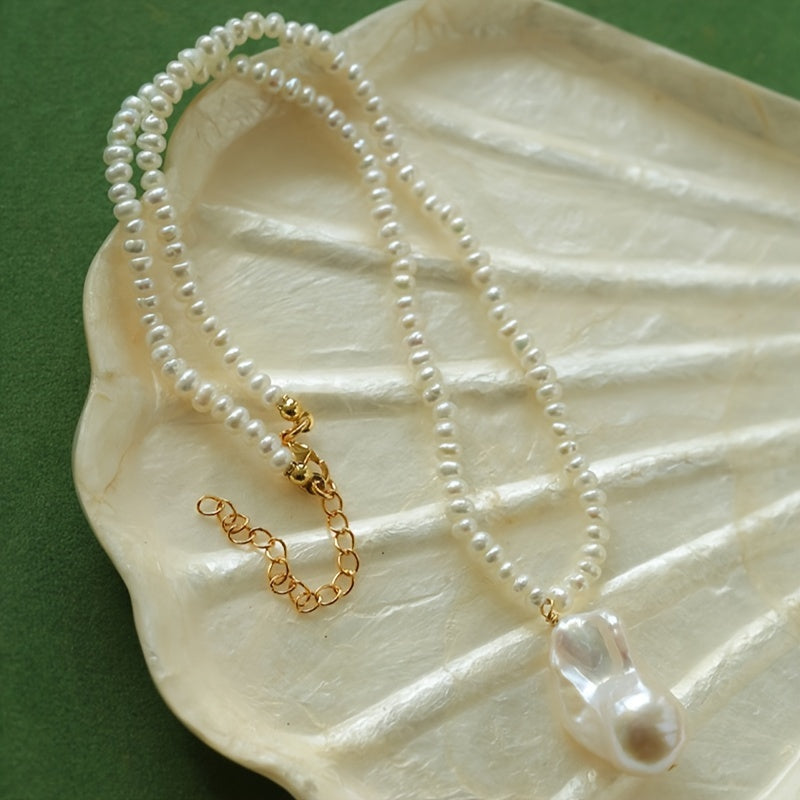 Women's Freshwater Pearl Necklace Baroque Style Clavicle Chain for Valentine's Day