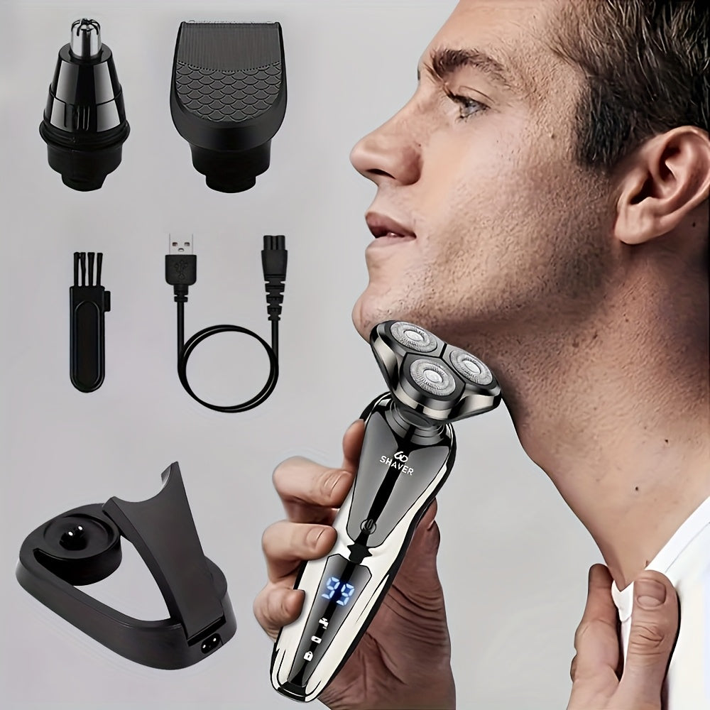3-in-1 Rechargeable Electric Razor for Men Nose Hair Sideburns Trimmer Waterproof Gift