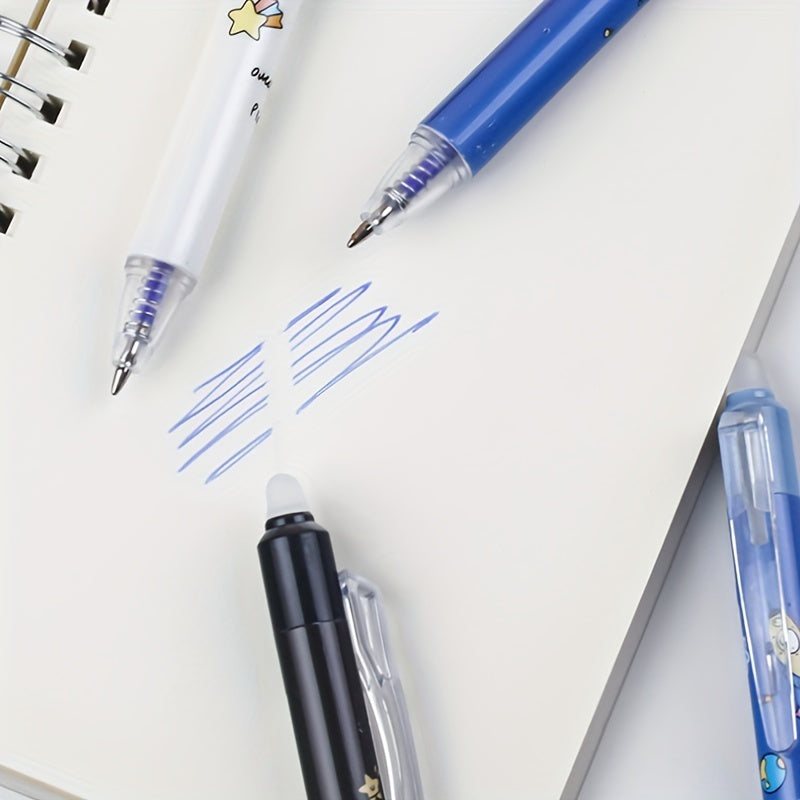 6 Pack 0.5mm Erasable Gel Rollerball Pens with Erasers for School Office