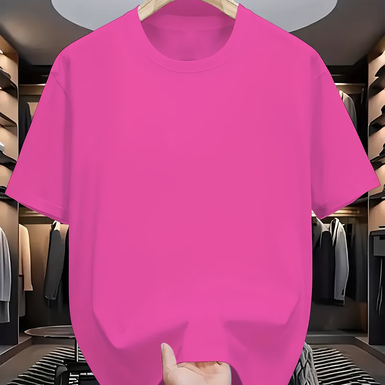 Camiseta de color sólido para adultos con cuello redondo y manga corta, mezcla de poliéster, para todas las estaciones, casual