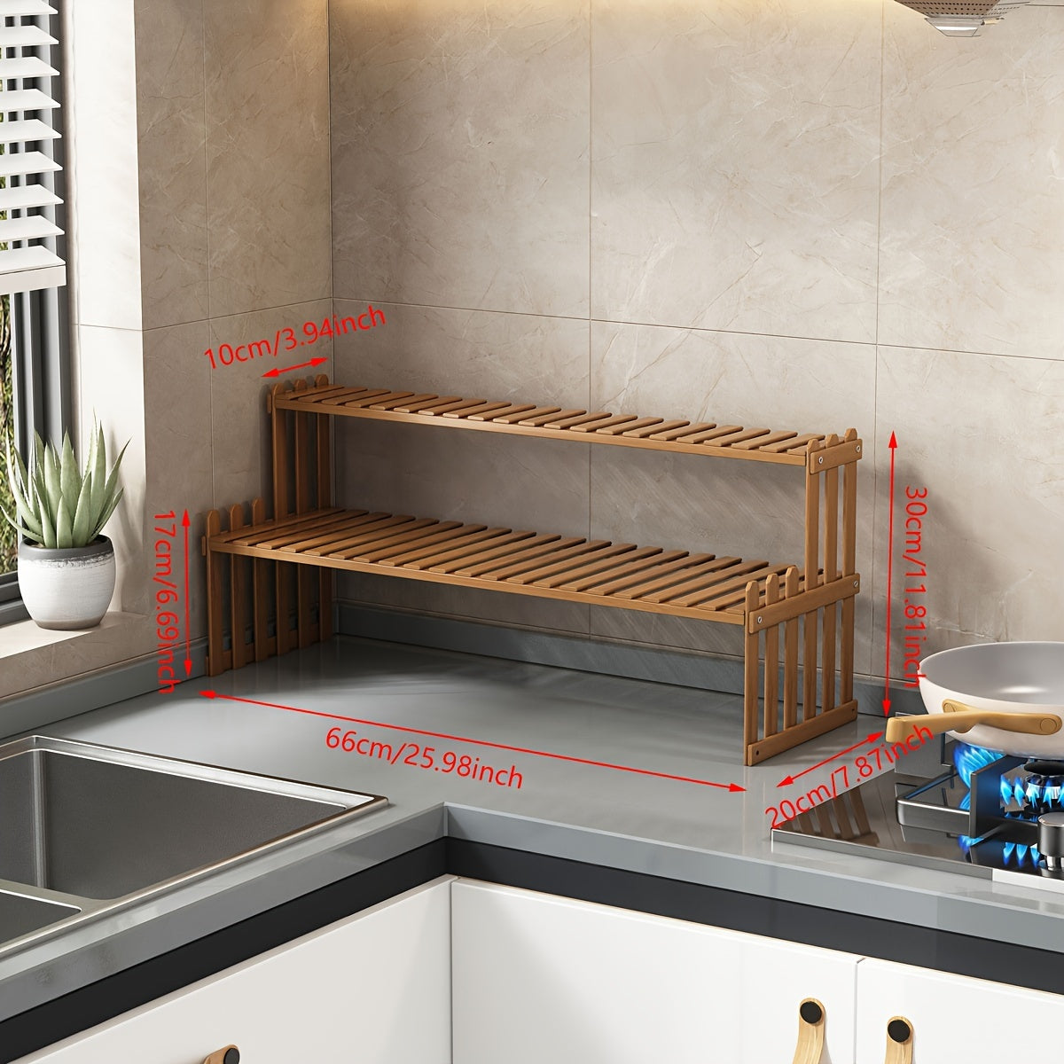 Открытая угловая полка для хранения из бамбука, двухслойная, в повседневном стиле, напольная кухонная органайзерная стойка, не требует подключения к электричеству, компактная конструкция, передвижная, высота 220.