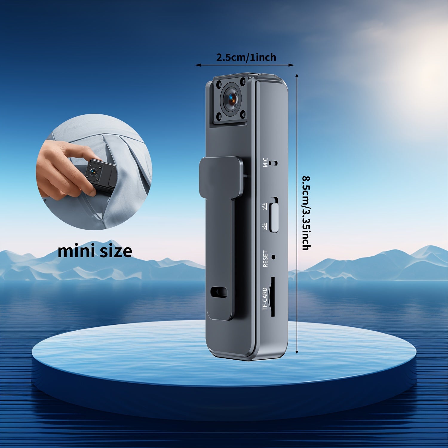 1080P Body Camera with Night Vision Rotating Lens Rechargeable USB Security Travel