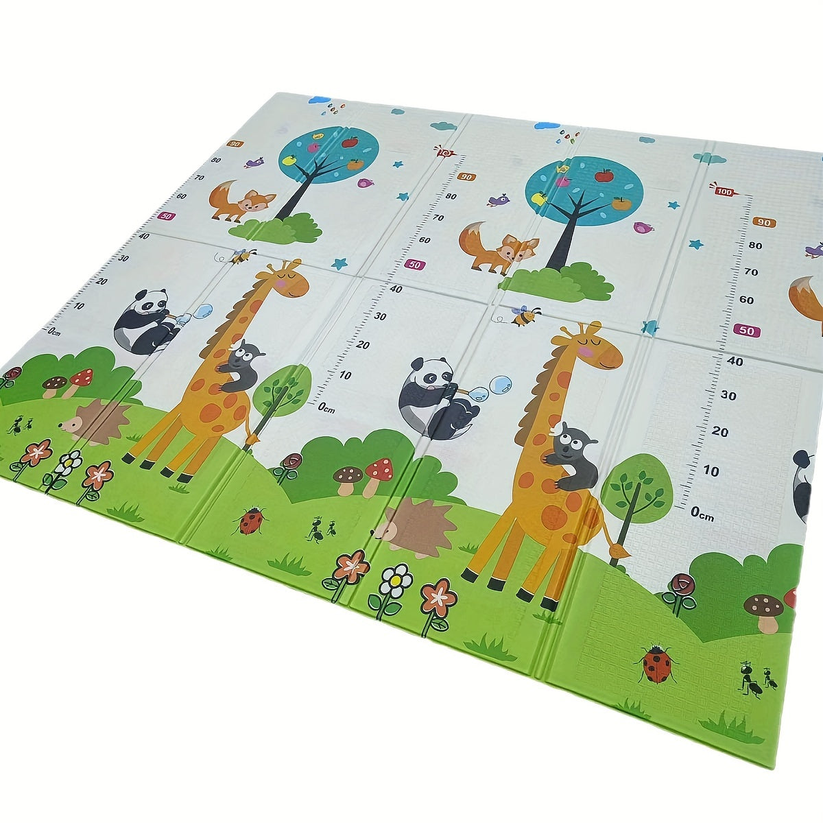 Foldable Waterproof Double-Sided Play Mat with Cartoon Design and Carrying Bag