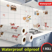 Cartoon Wallpaper Self-Adhesive Waterproof Oil Proof Wall Stickers for Kitchen Living Room Bedroom