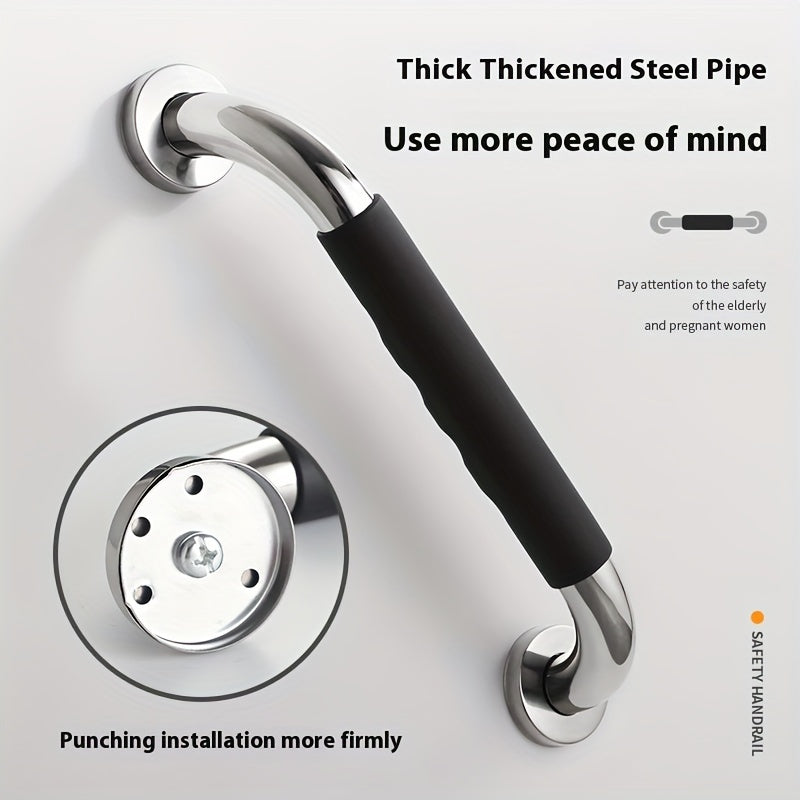 Silliq zanglamas po'latdan yasalgan hammom qo'l tutqichi, xavfsizlik va qulaylik uchun silikon tutqich bilan.