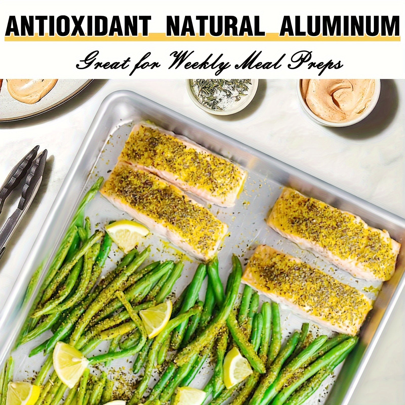 Two-Pack Natural Aluminum Baking Trays Non-Stick 45.72x33.04cm