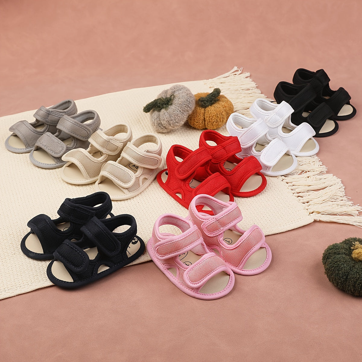 Yangi tug'ilgan o'g'il bolalar uchun ochiq barmoqli nafas oladigan mato sandallar, bahor yoz, chiziqli choyshab poyabzali
