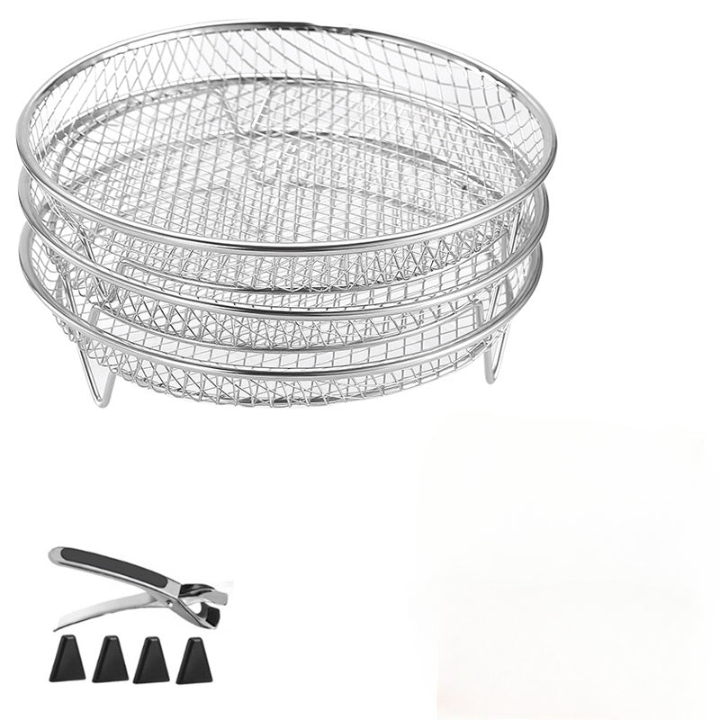 Набор аксессуаров из нержавеющей стали для аэрогриля с штабелируемым решетчатым щипцами и поднимающимся ковриком для здорового приготовления пищи