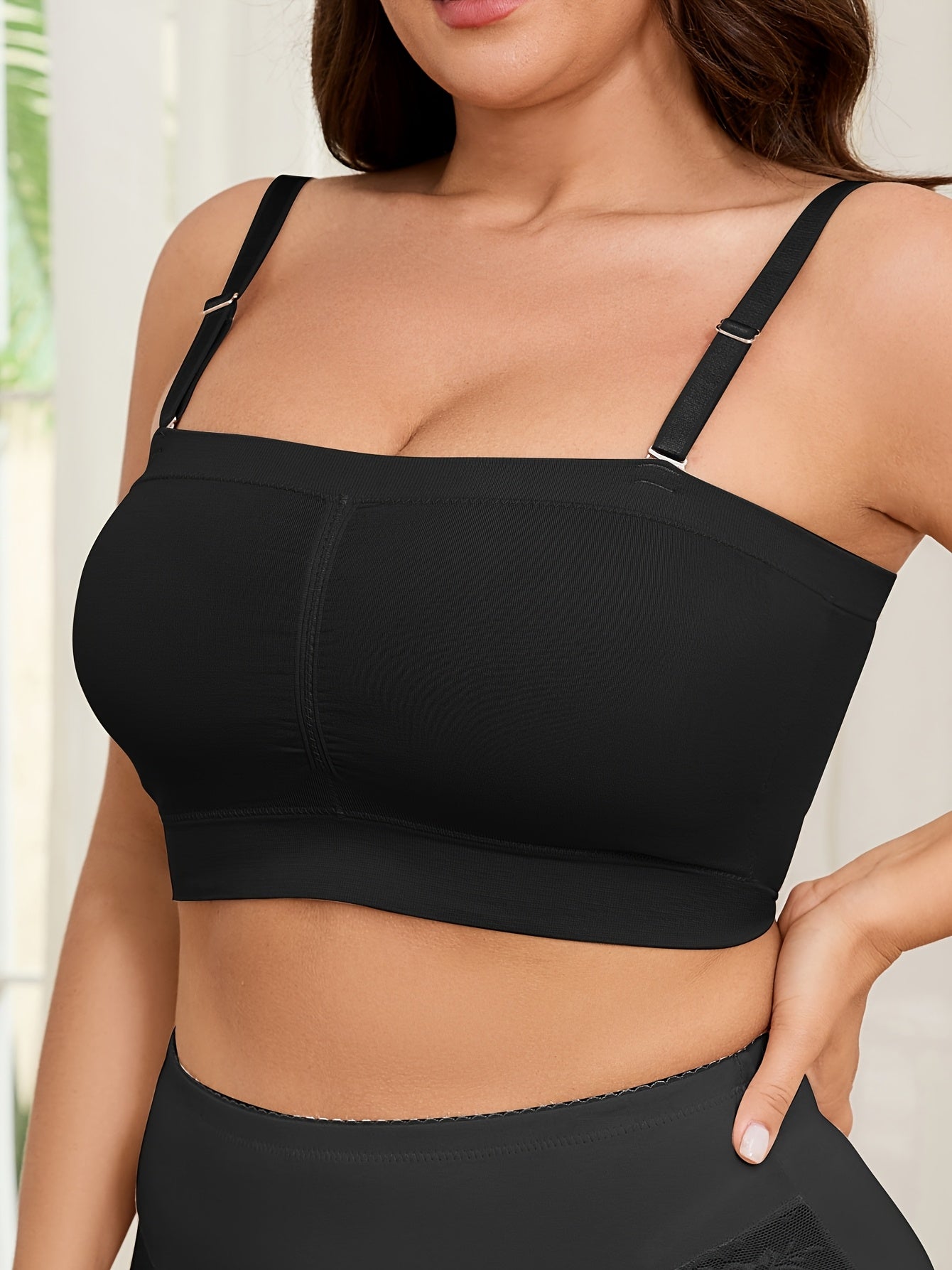 Women's Plus Size Seamless Double-Layer Sports Bra with Removable Pads
