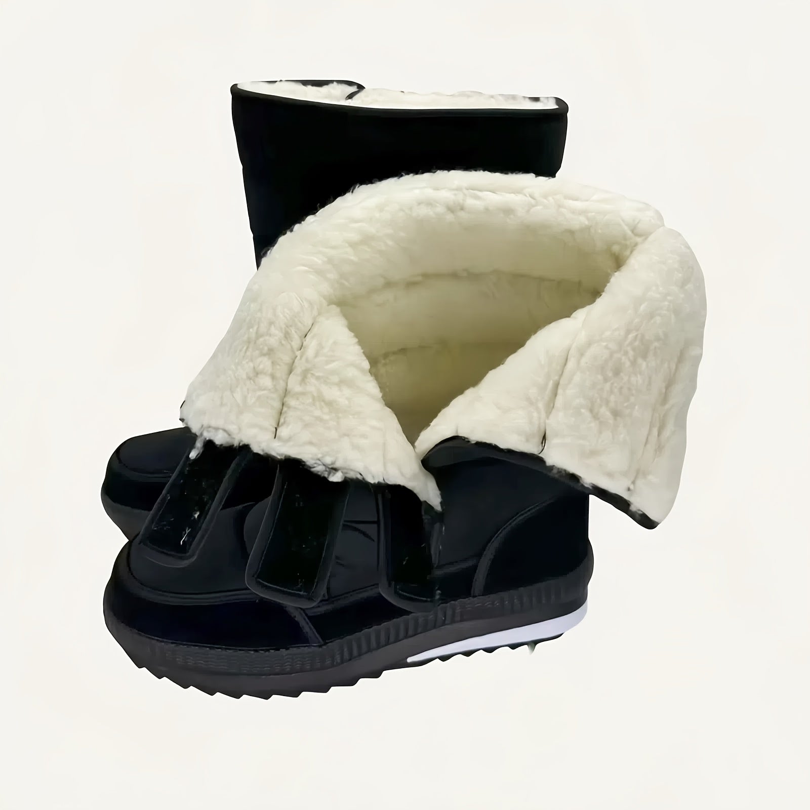 Men's Insulated Snow Boots with Adjustable Straps Non-Slip Rubber Sole