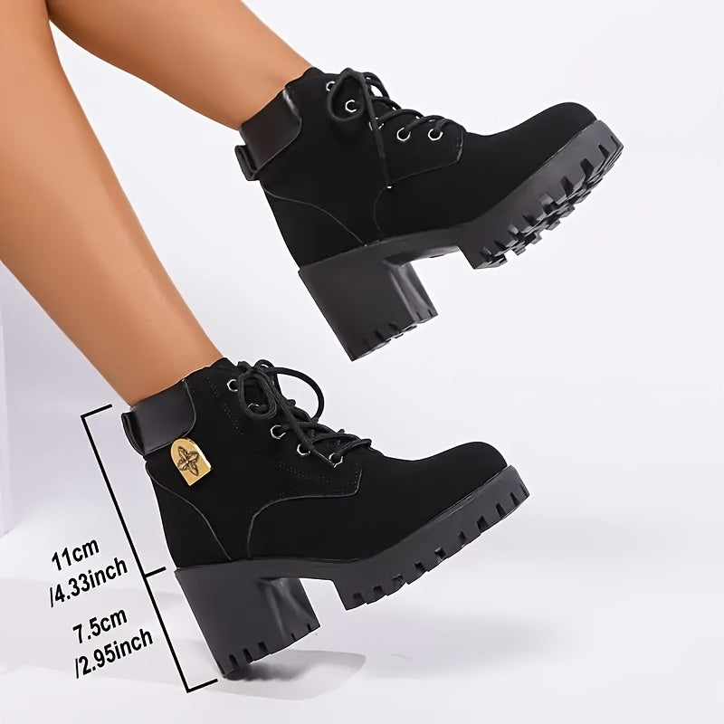 Women's Pink PU Synthetic Chunky Platform Ankle Boots for All Seasons