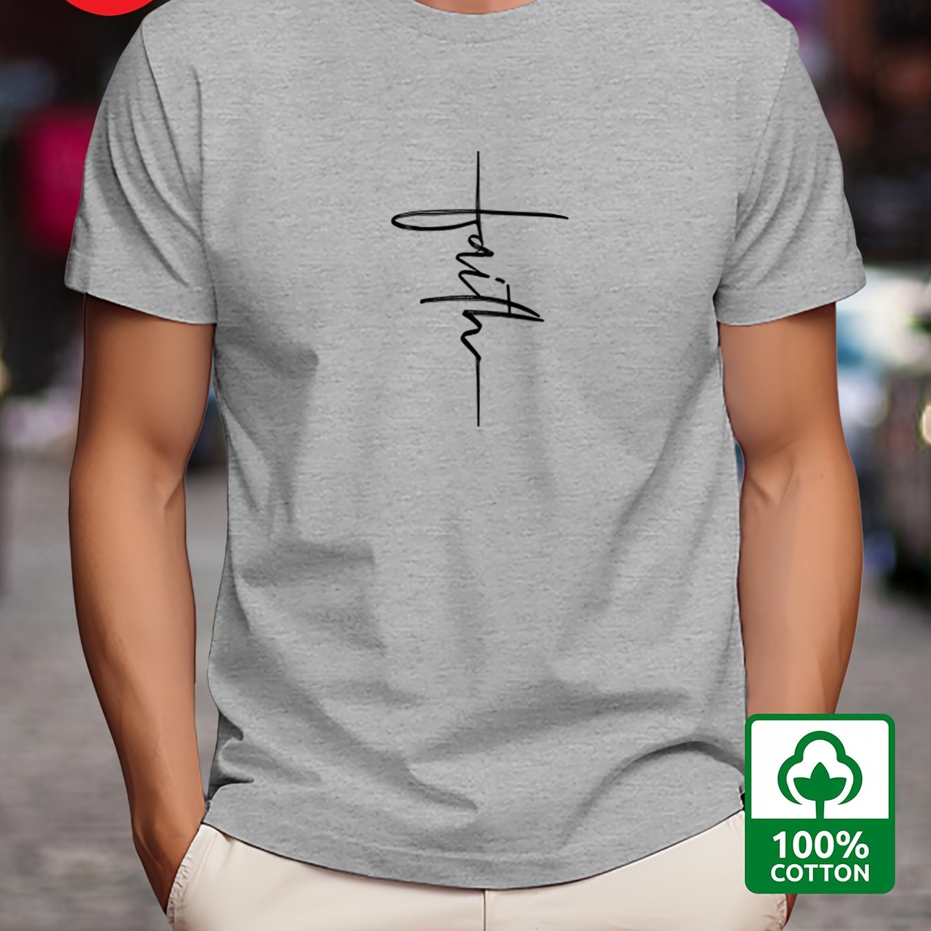 Men's Cotton Graphic Print T-Shirt Short Sleeve Crew Neck Casual Summer Outdoor